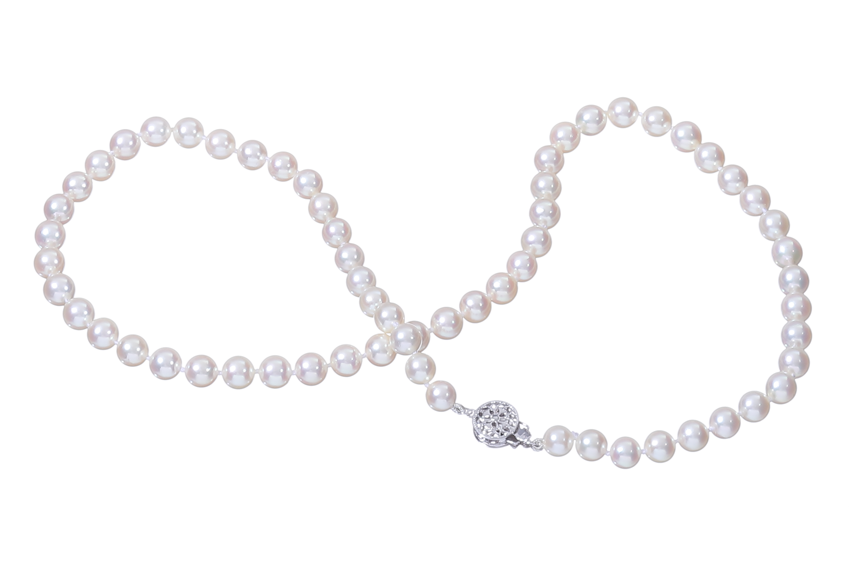 AAA-Quality Akoya cultured pearl necklace set with white gold clasp 6-6.5mm - 3