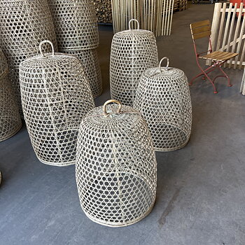 Asian Basket lamp made of braided bamboo - Medium large diameter 55 cm