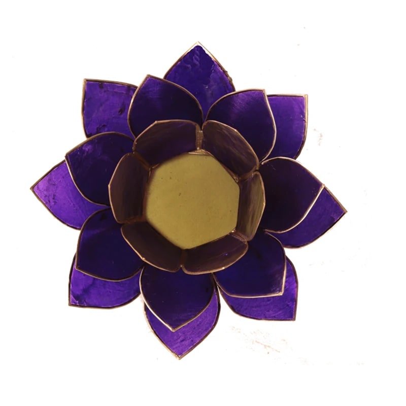 Lotuslyktan i snäckskal - Guldmetal  -Lila - Chakra 7 - 2
