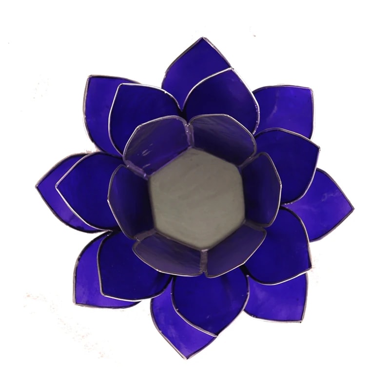 Lotuslyktan i snäckskal - Silvermetall  -Indigo - Chakra 6 - 2