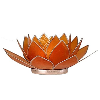 Lotuslyktan i snäckskal - Silvermetall - Orange -  Chakra 2