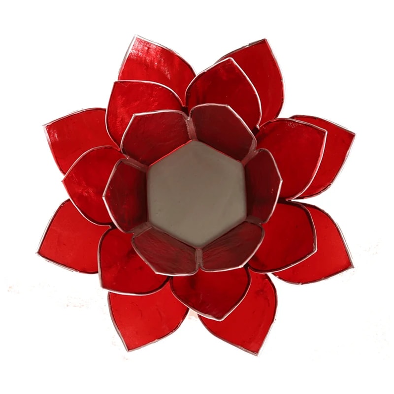 Lotuslyktan i snäckskal - Silvermetall - Röd -  Chakra 1 - 2
