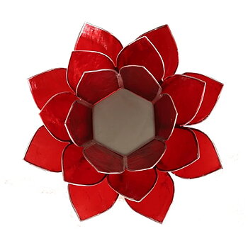 Lotuslyktan i snäckskal - Silvermetall - Röd -  Chakra 1