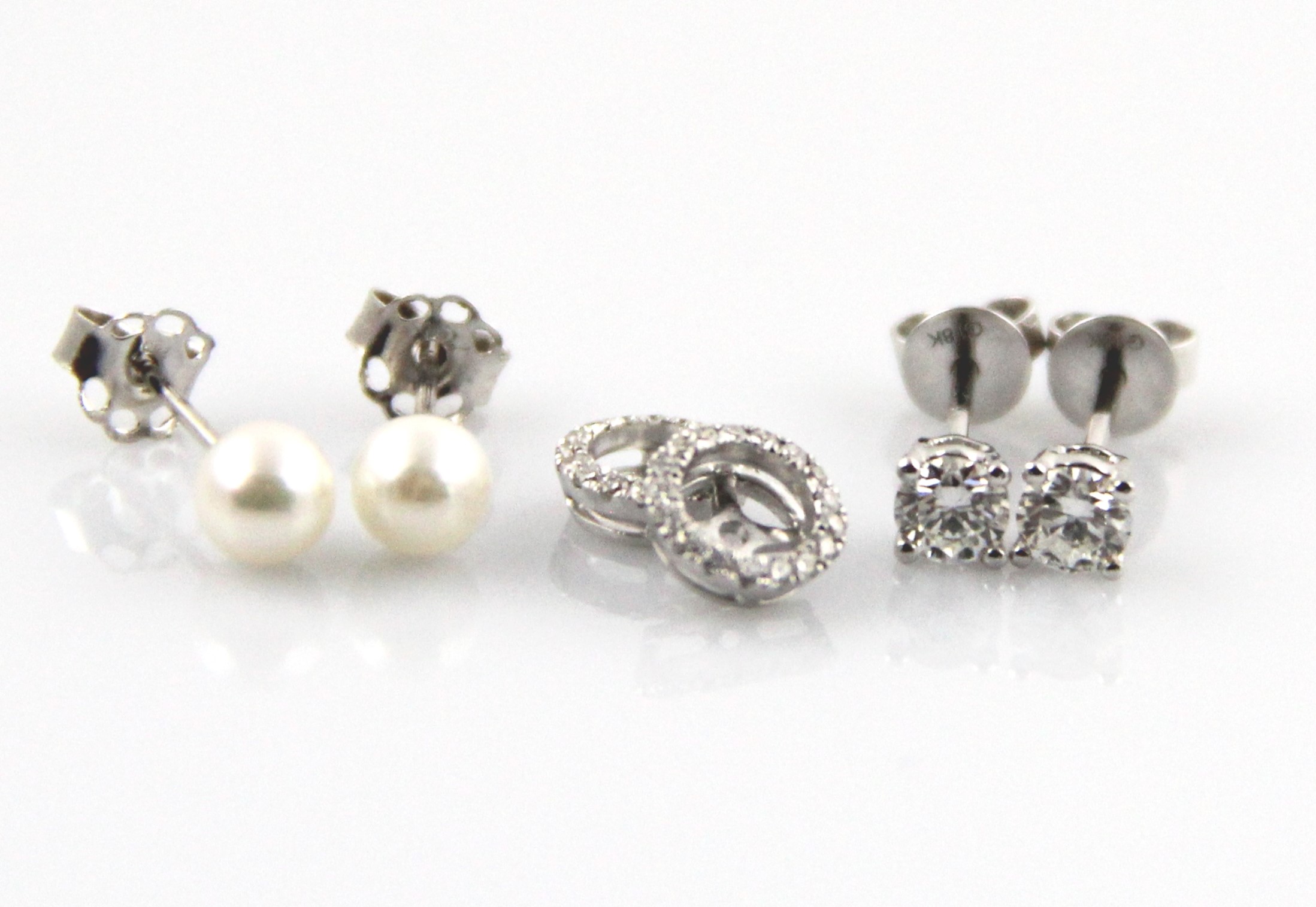 Set aus Diamantohrringen und Akoya-Perlenohrringen 2x0.21 ct - 3
