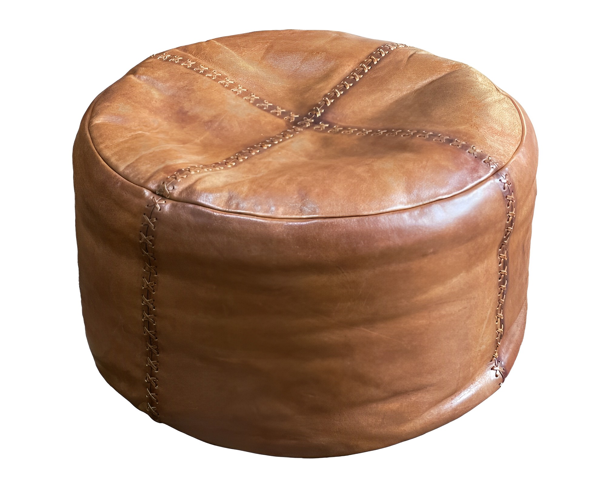 Läder Sittpuff Brun