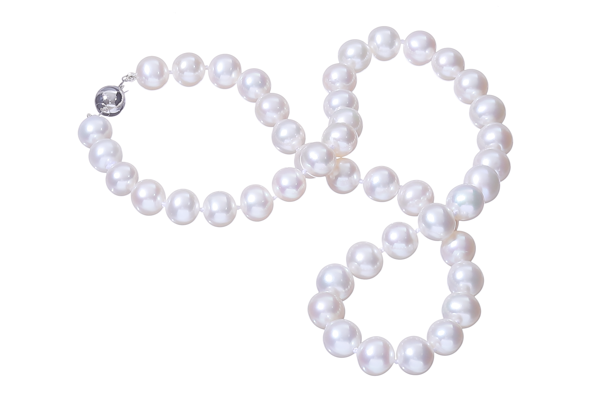 Pärlcollier med vita sötvattenspärlor 9-10mm - 5