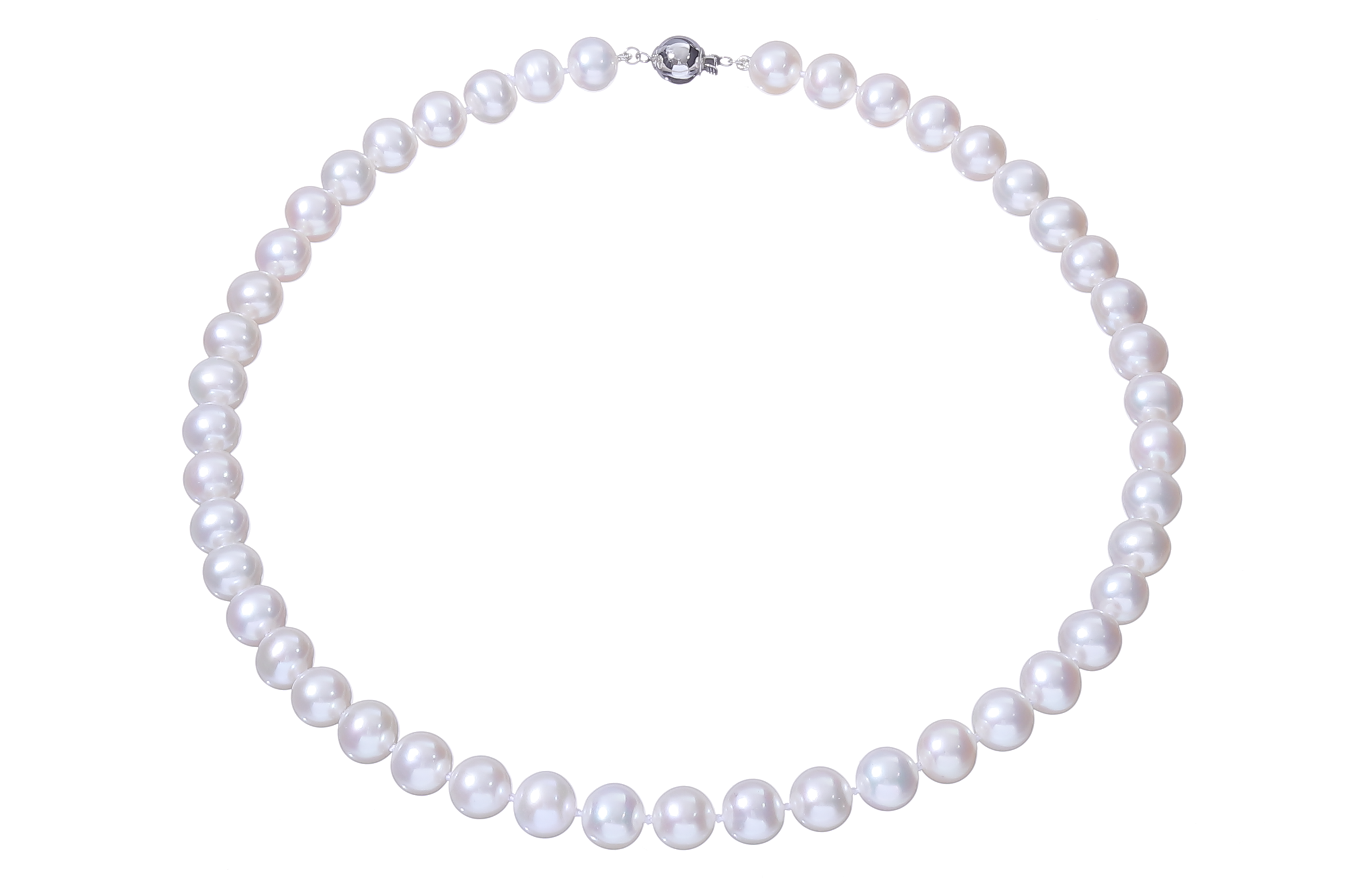 Pärlcollier med vita sötvattenspärlor 9-10mm - 4