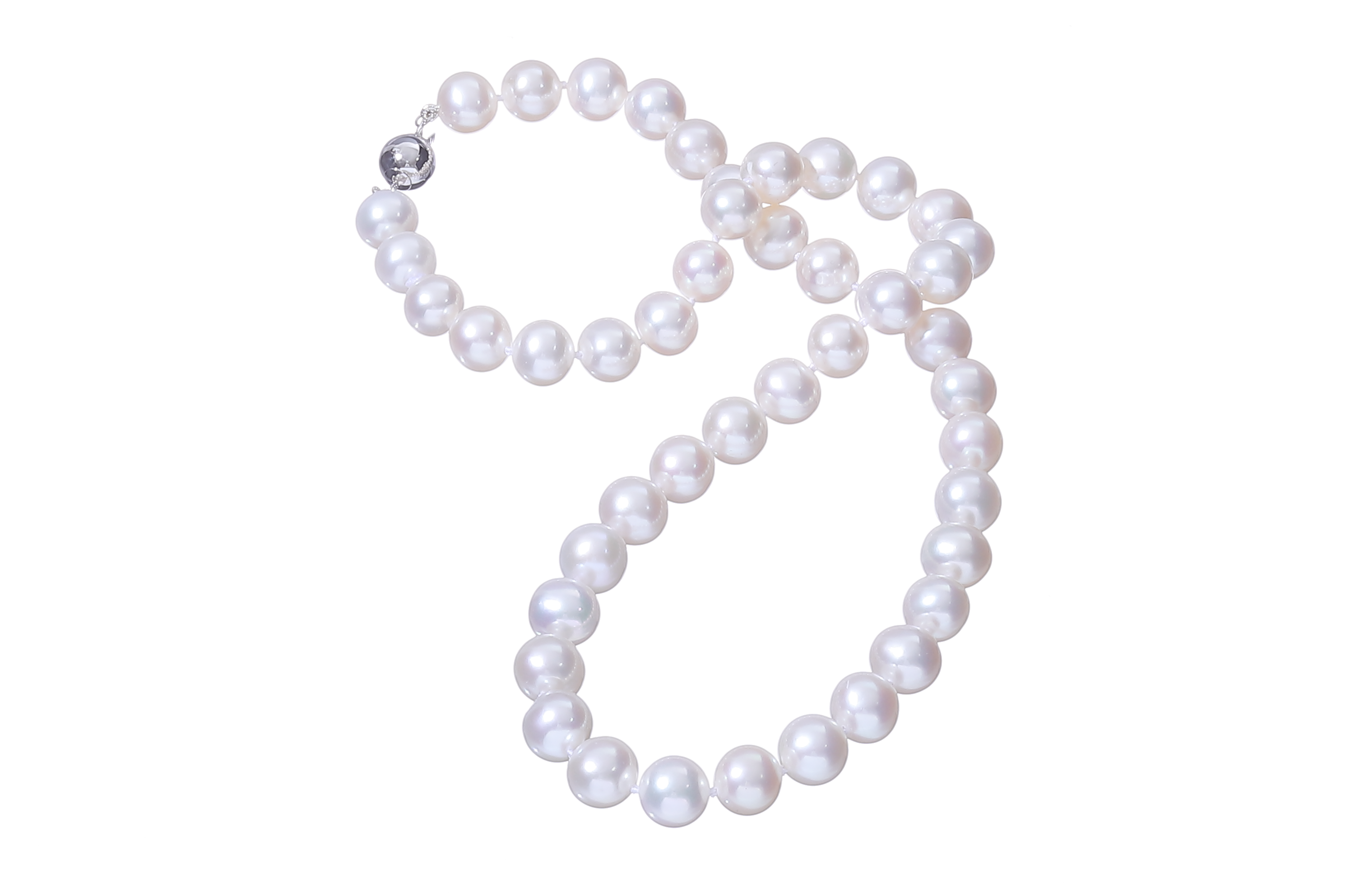 Pärlcollier med vita sötvattenspärlor 9-10mm - 6