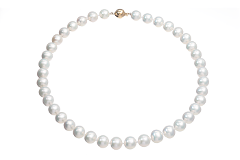 Top-quality Large Freshwater cultured pearl necklace with gold clasp 10-11mm