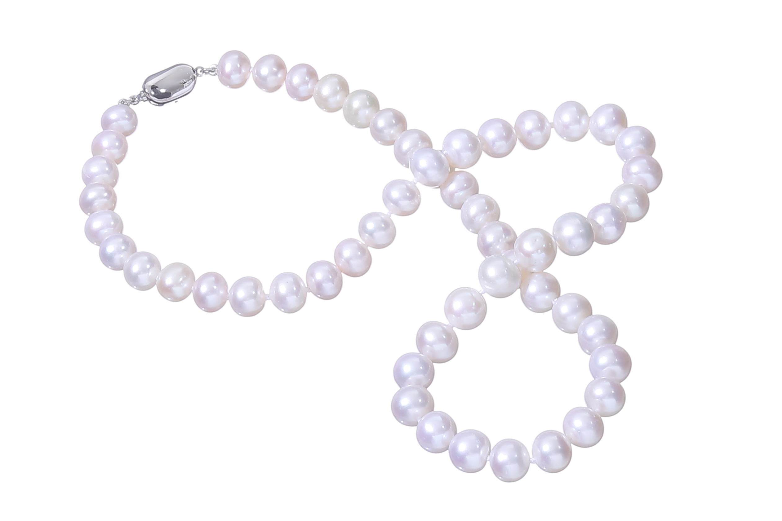 Collar de perlas cultivadas en agua dulce, blanco, de calidad A, de plata,  rodiado-plateado, Blanco, FWN5560A-16W