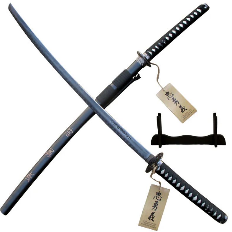 Svart Katana Svärd - Strength,  inklusive ställ i trä
