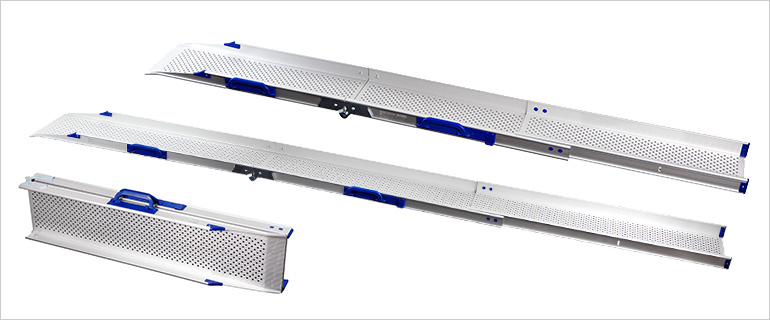 Portabel ramp vikbar/teleskopisk längd 300 cm 25 cm bredd (extra bred)