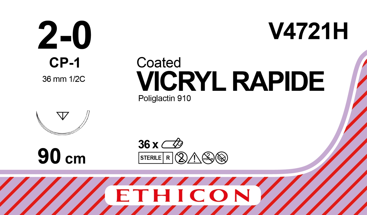 Vicryl Rapid sutur 2-0, V4721H, CP-1 needle, 70 cm undyed