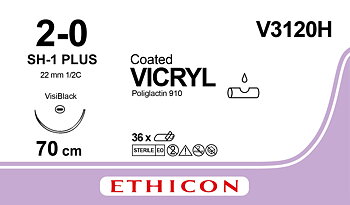 Vicryl suture 2-0, V3120H, JB-1 needle VB, 70 cm purple