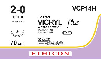 Vicryl Plus sutur 2-0, VCP14H, UCLX needle, 70 cm purple
