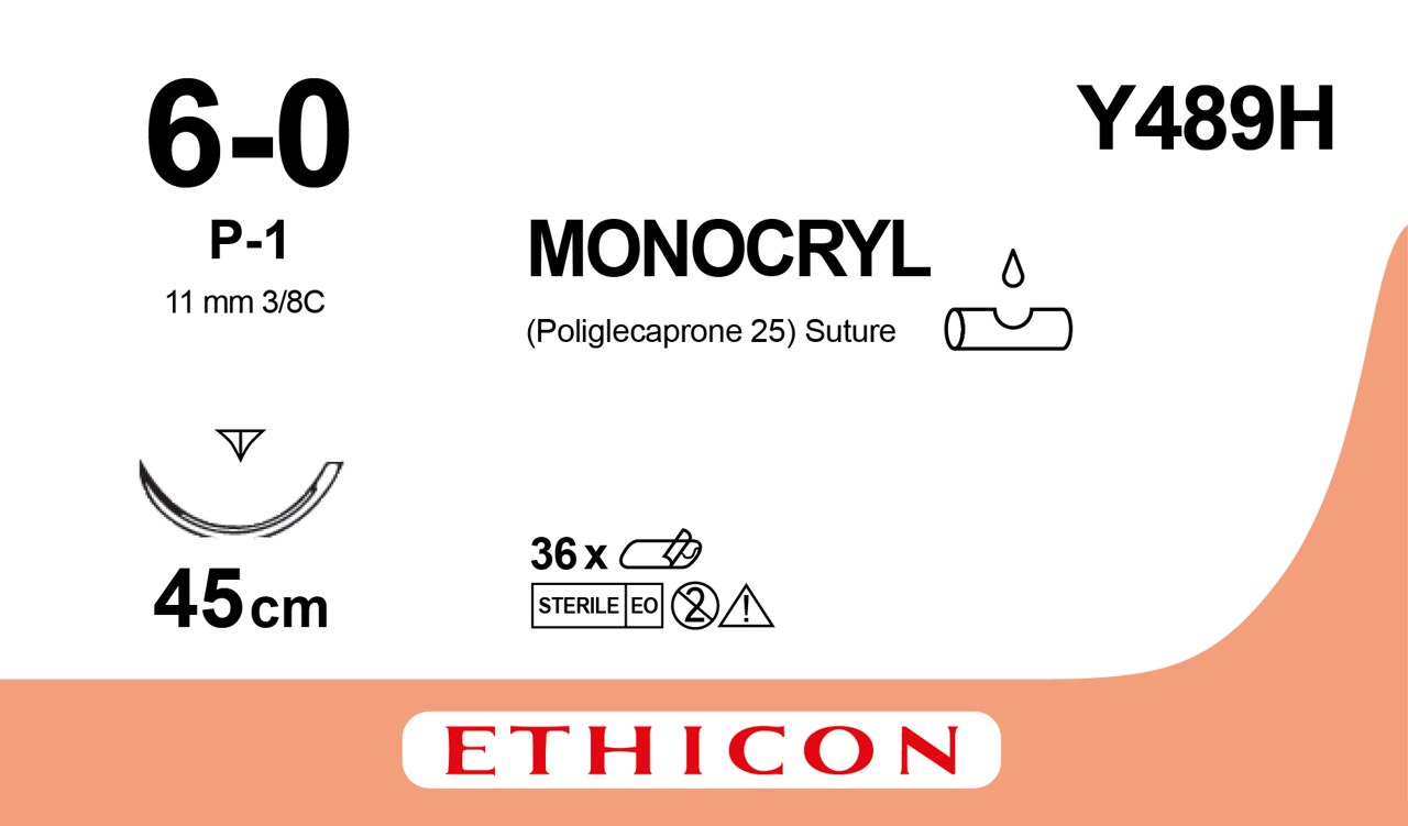 Monocryl Suture 6 0 Y489h P 1 Needle 45 Cm Undyed Suture Online