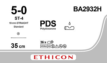PDS II Suture  5-0, BA2932H, ST-4 needle, 35 cm purple