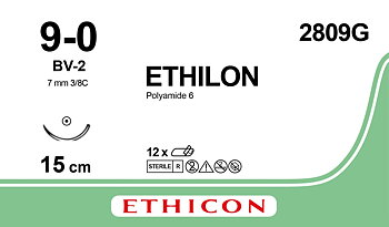Ethilon sutur 9-0, 2809G, BV-2 needle, 15 cm black