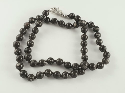 Porphyry necklace 6 mm 45 cm, 925 silver