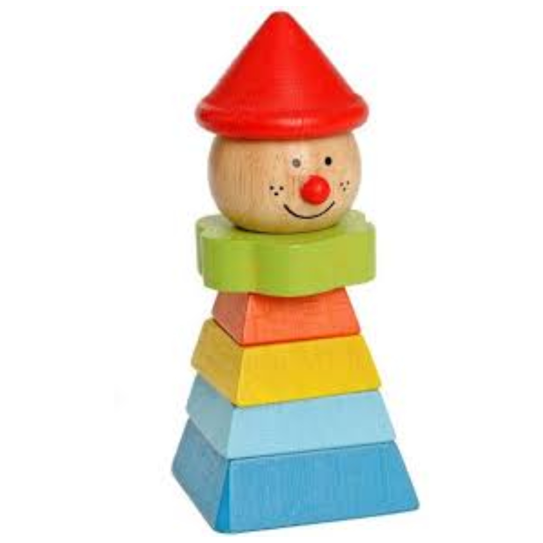 Stapelleksak clown av certifierat trä - EverEarth