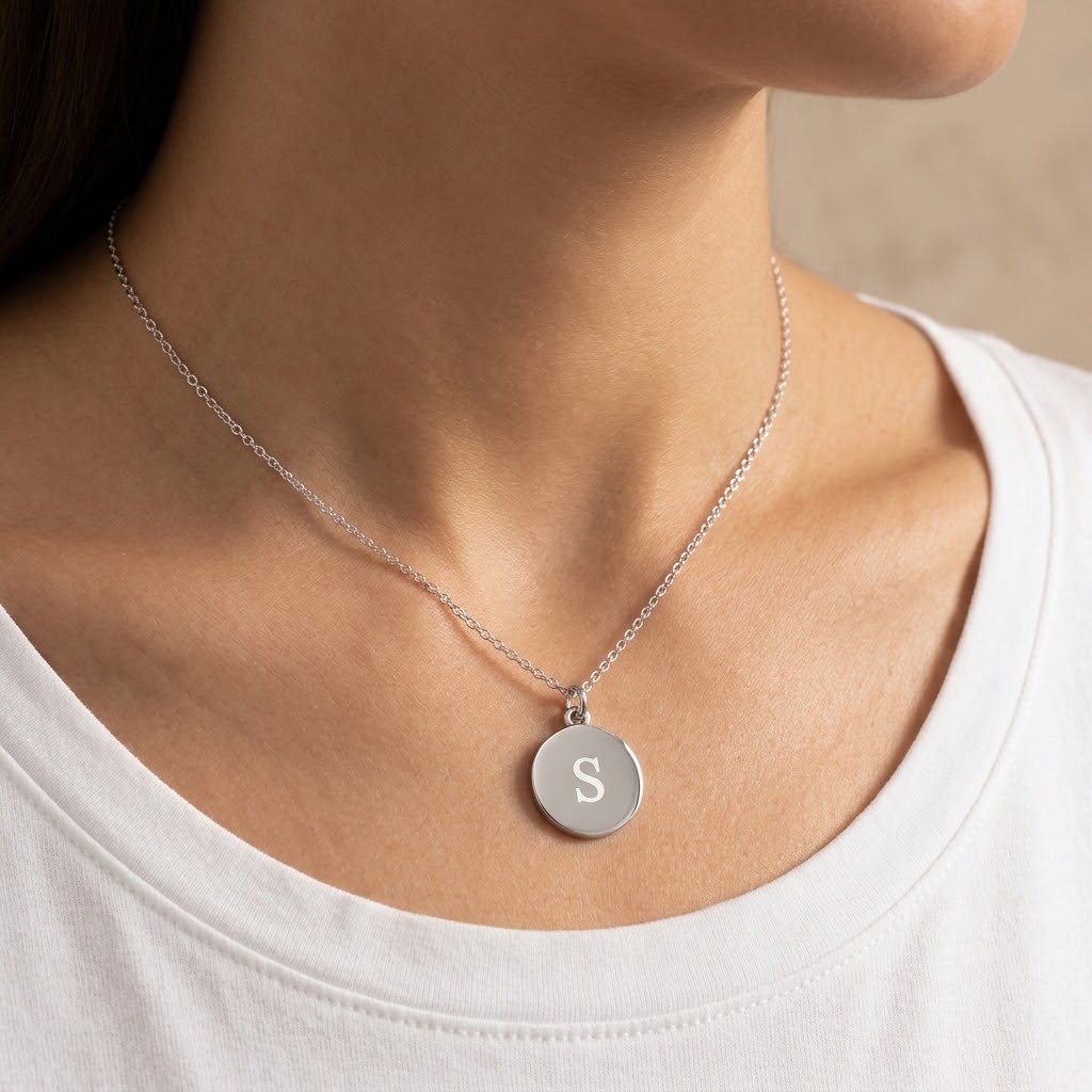 Coin, Bokstavshalsband med gravyr- Silver - 3