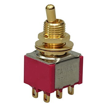 Mini DPDT Toggle Switch Short Lever On-On (Gold)