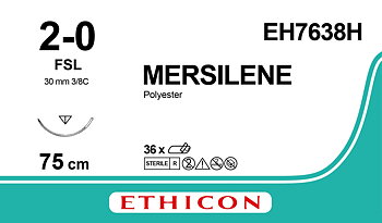 Mersilene suture 2-0, EH7638H, FSL needle, 75 cm green