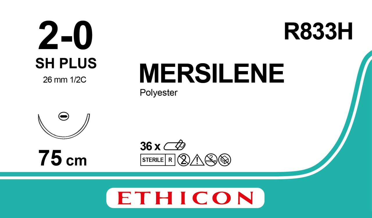 Mersilene suture 2-0, R833H, SH needle, 75 cm green - Suture Online