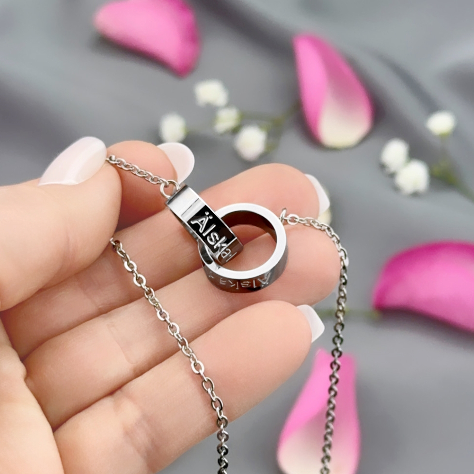 Halsband Dubbelring "Älskad Moster"