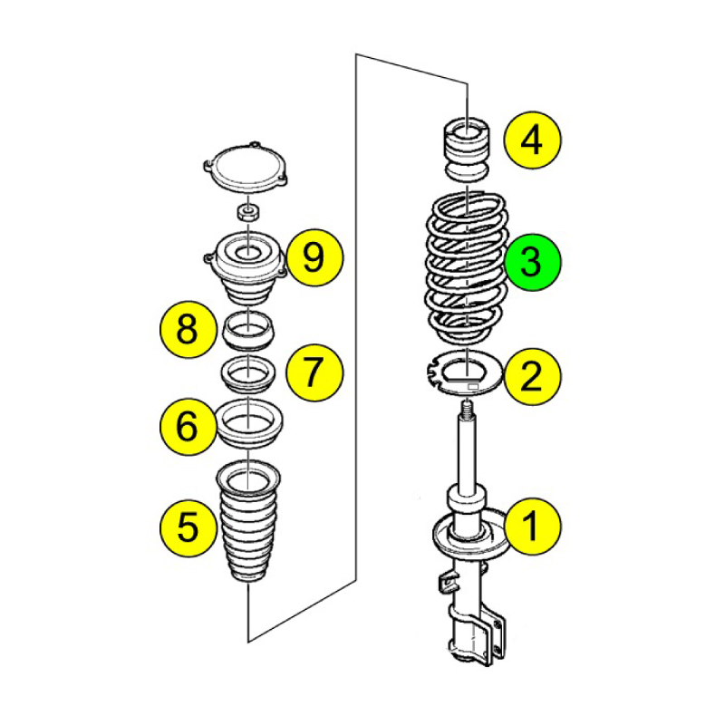 Coil springs 9-5 98-10 STD chassi front (3) - 2