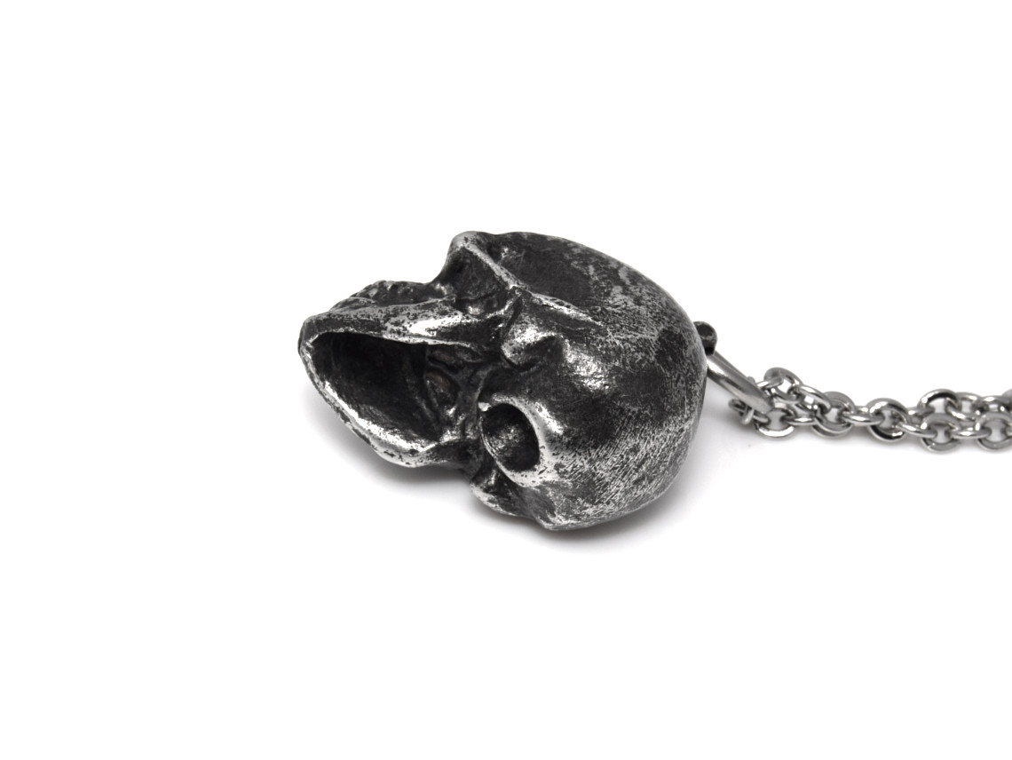 Oxiderad Döskalle Halsband, Goth Smycke i Tenn - 3