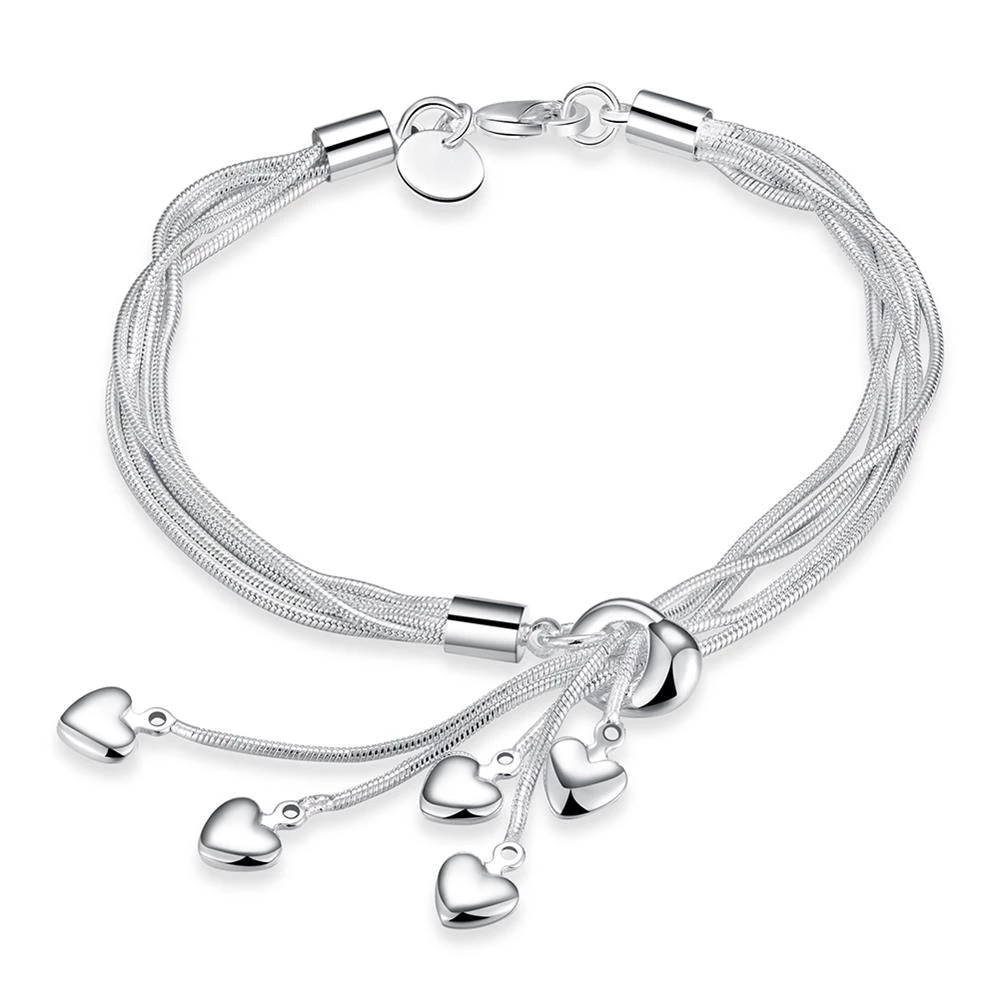 Armband "Hearts" i 925 Sterling Silverplätering