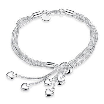 Armband "Hearts" i 925 Sterling Silverplätering