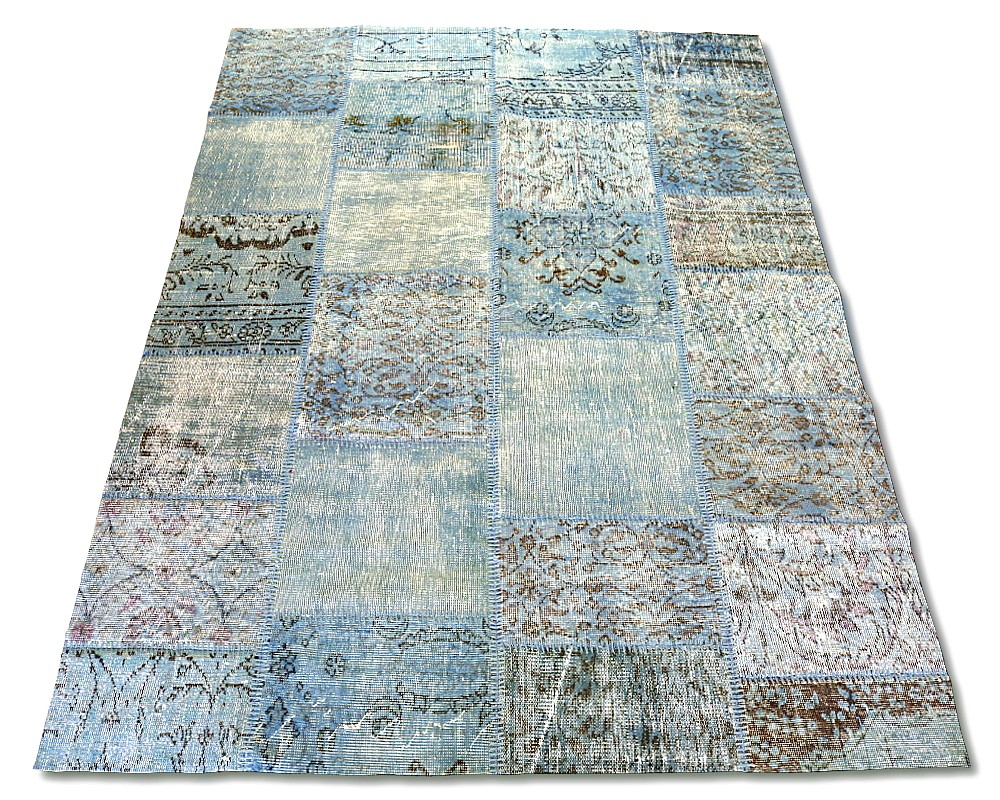 Blå Patchwork Matta 170 x 240 cm