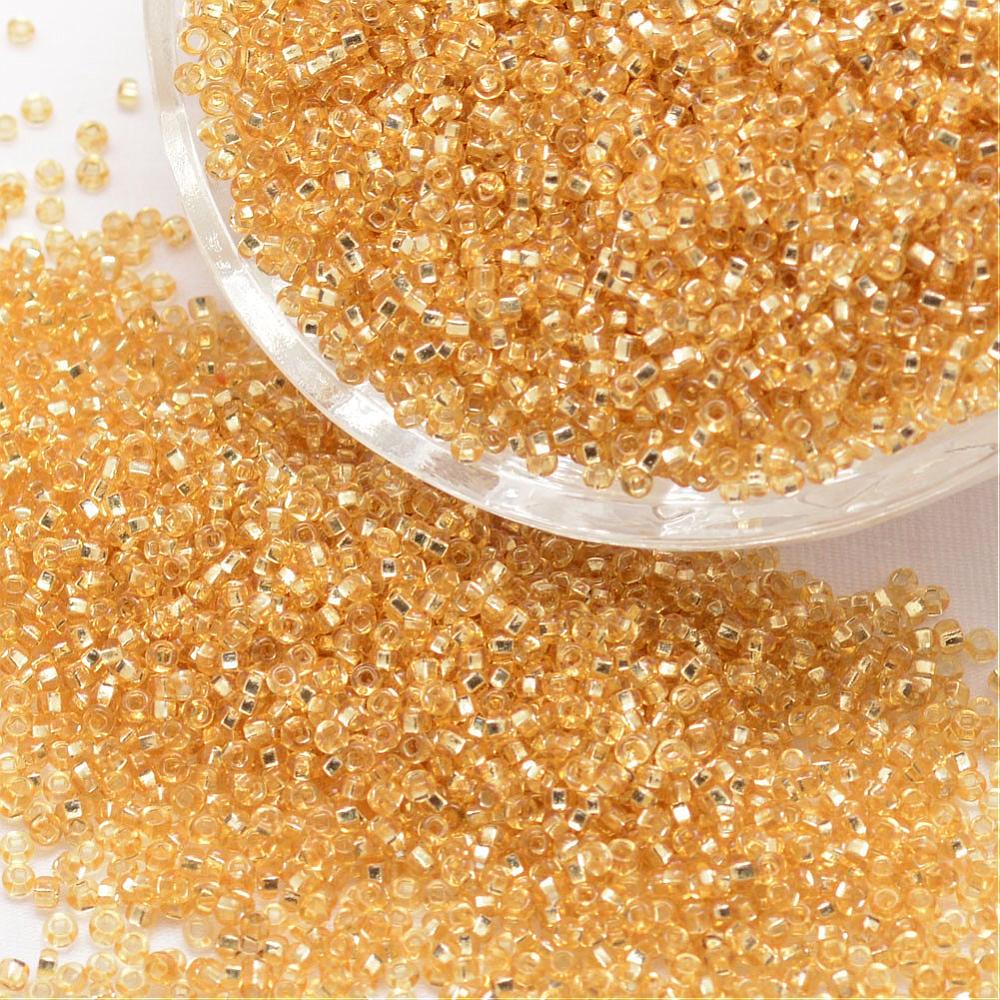 Seedbeads 8/0 guld silverfoil