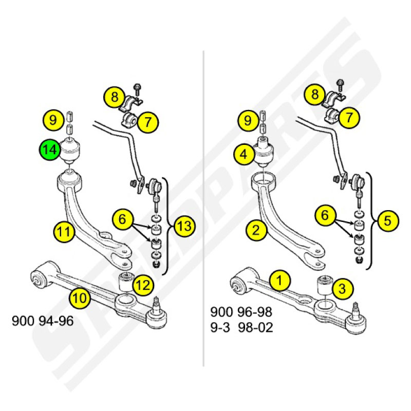 Bussning hjälparm 900 94-95 (14) - 3