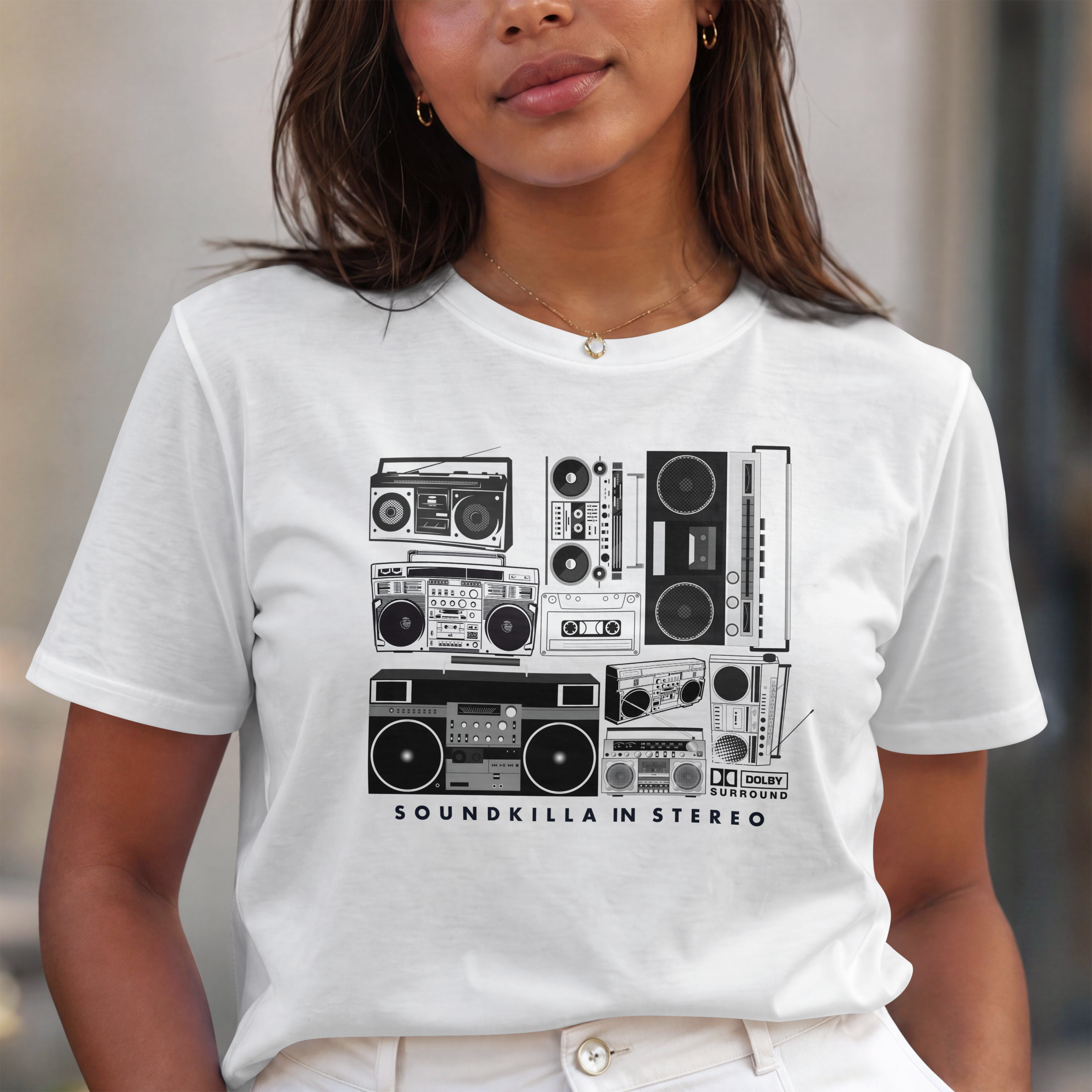 Boom Box  T-shirt White