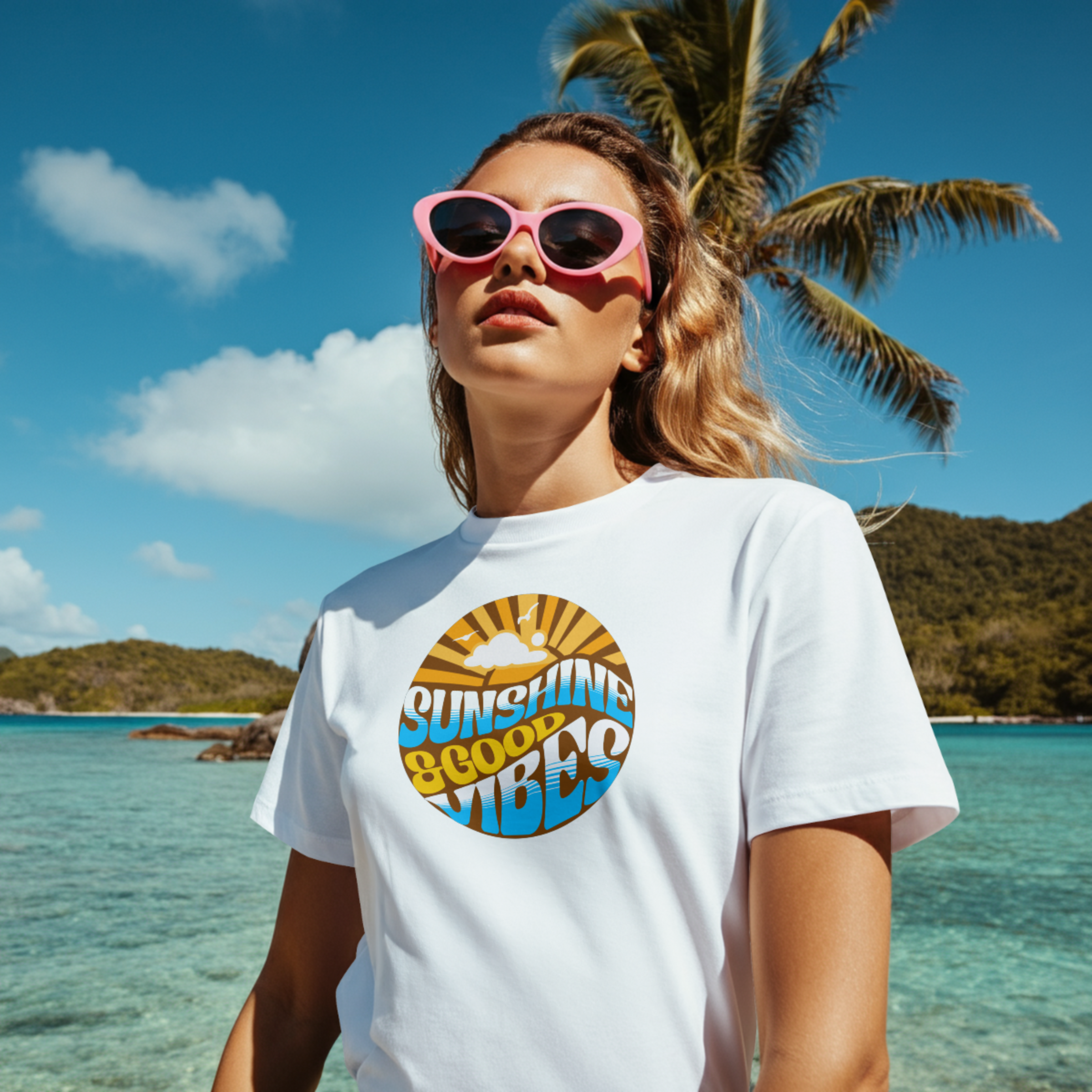 Sunshine Good Vibes T-shirt White