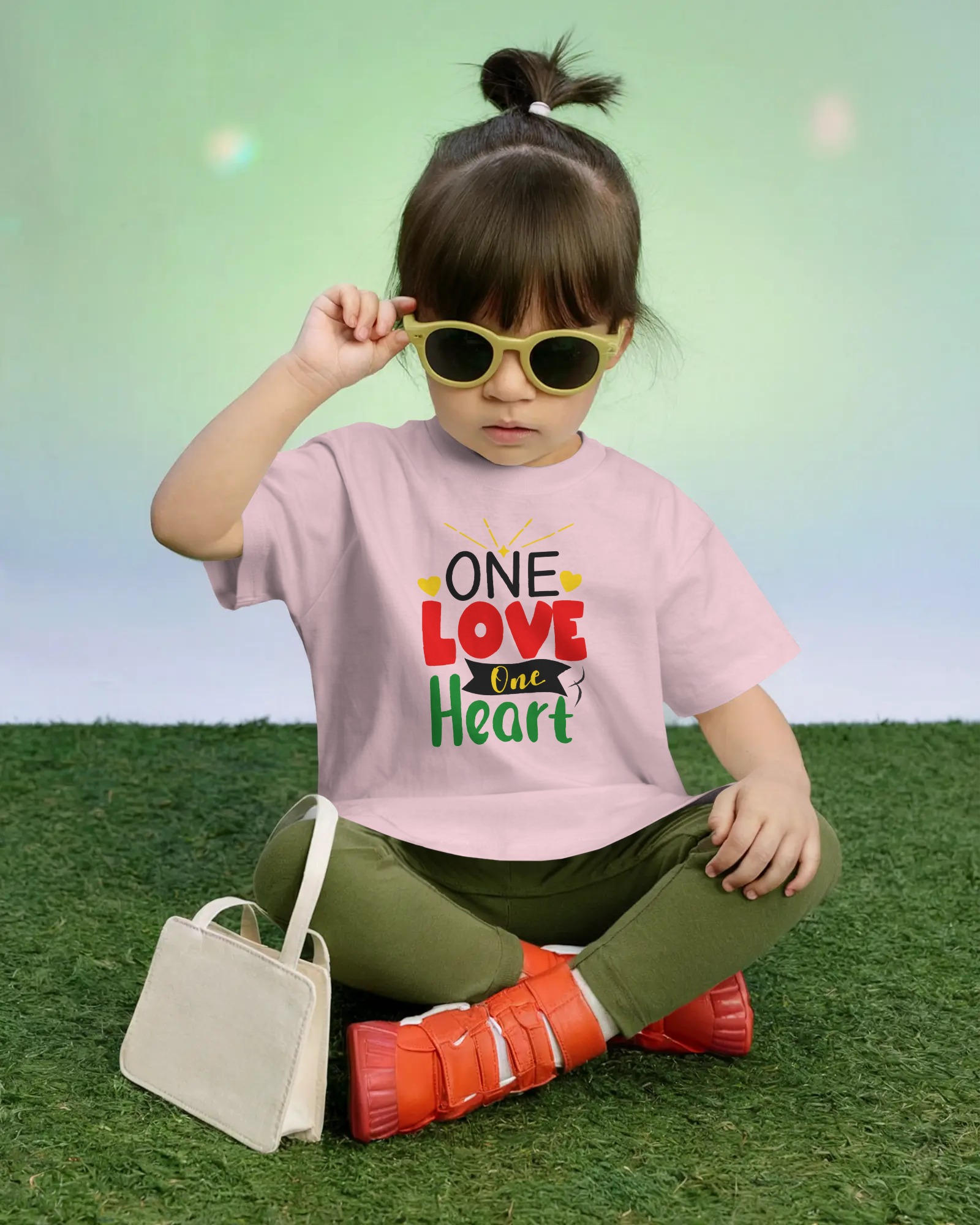 One Love One Heart toddler T-shirt Pink
