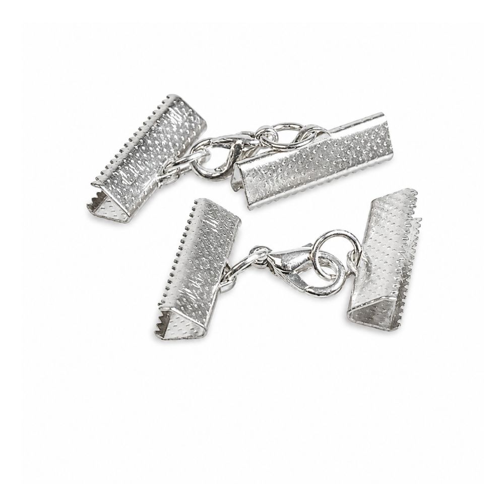 Bandfästen med lobsterlås 22 mm silverfärg 2 set