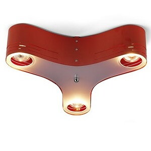 Treklövern taklampe rød