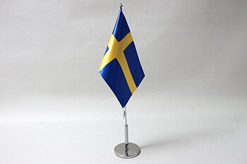 Table flag set Sweden metal base