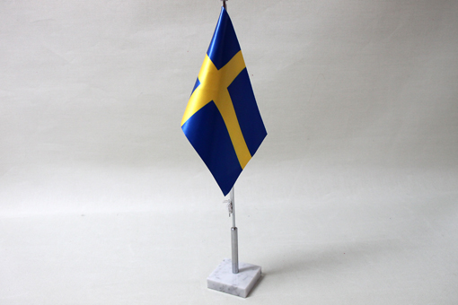 Table flag set Sweden marble base