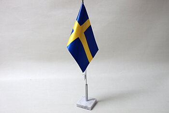 Table flag set Sweden marble base