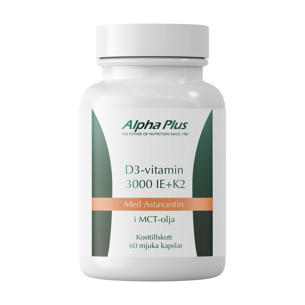 D3-vitamin 3000 IE + K2 60 kap Alpha Plus