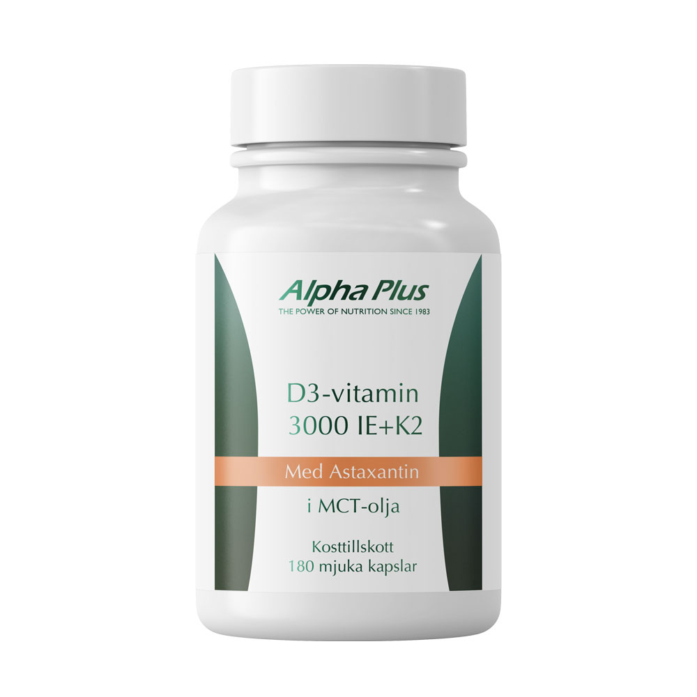 D3-vitamin 3000 IE + K2 180 kap Alpha Plus