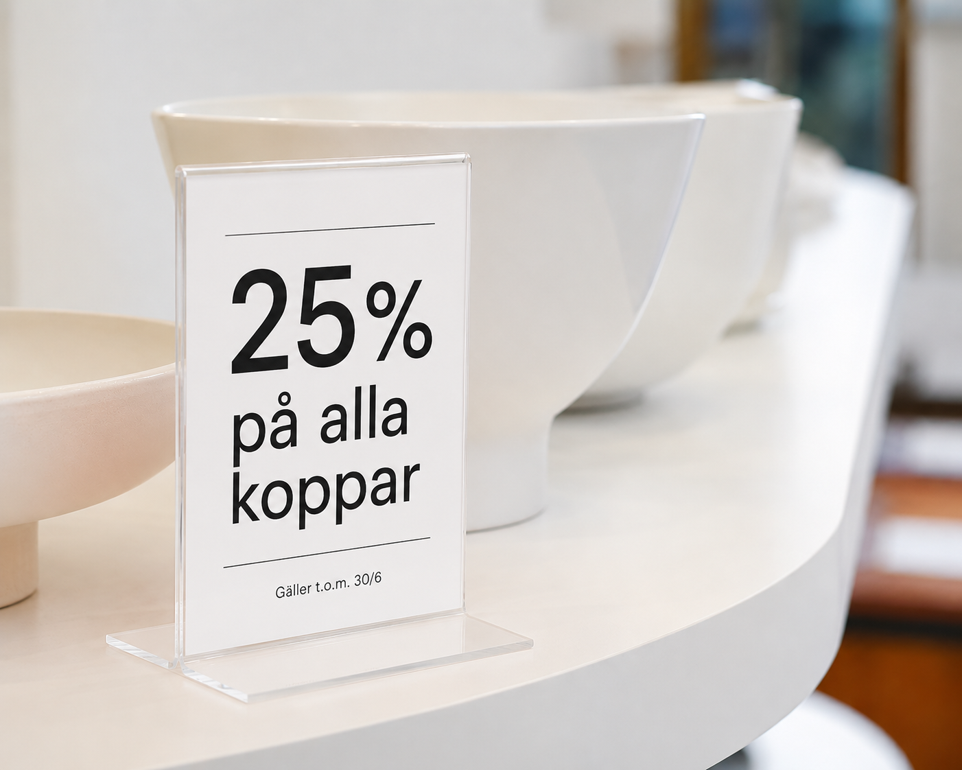 Prisskylt rak stående plexi A7-A3