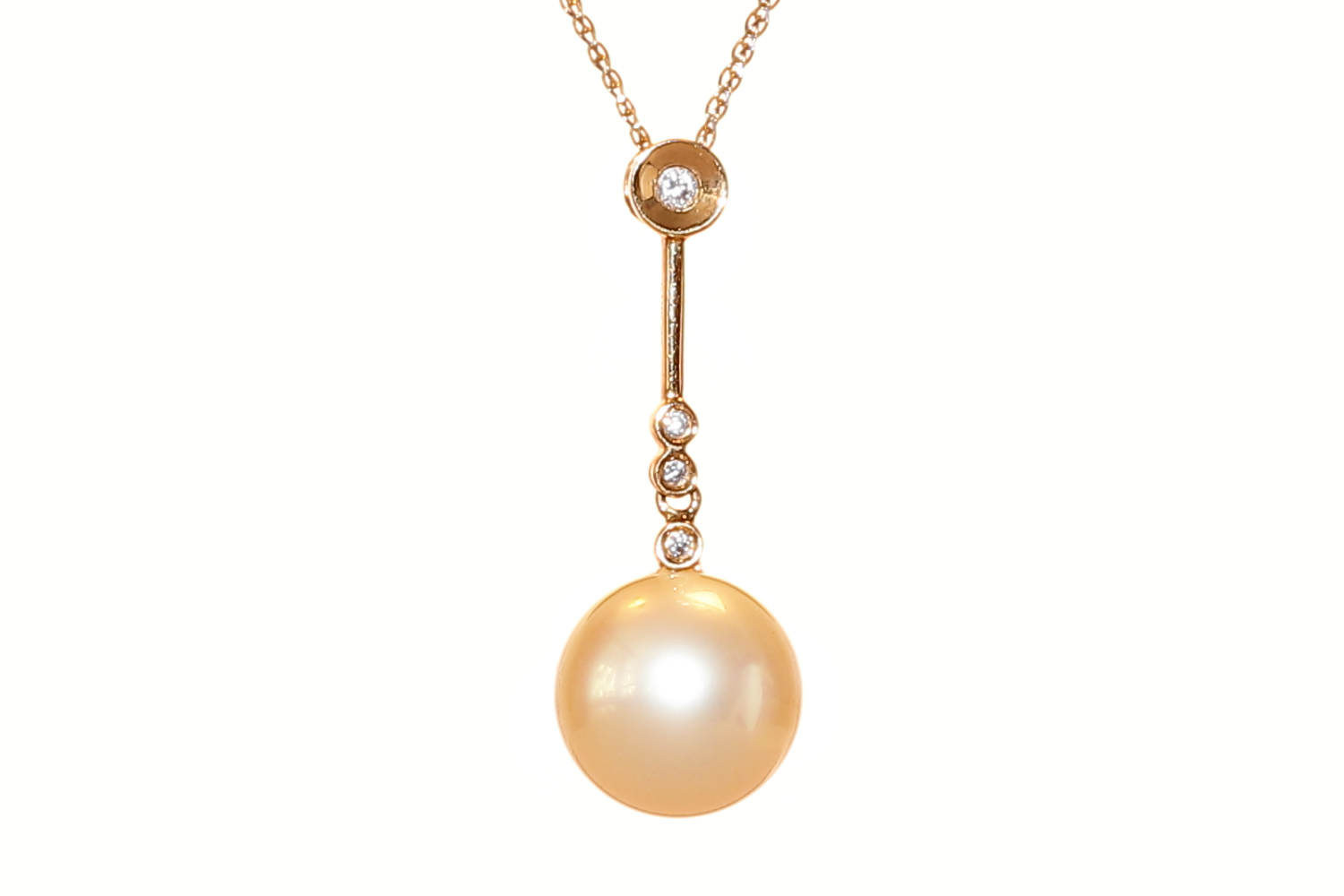 South sea golden pearl pendant set in gold  11-12mm - 3