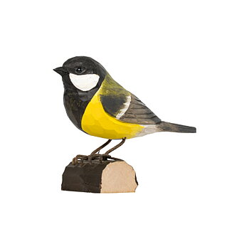 DecoBird Great Tit, hand carved wooden bird painted with environmentally friendly colours