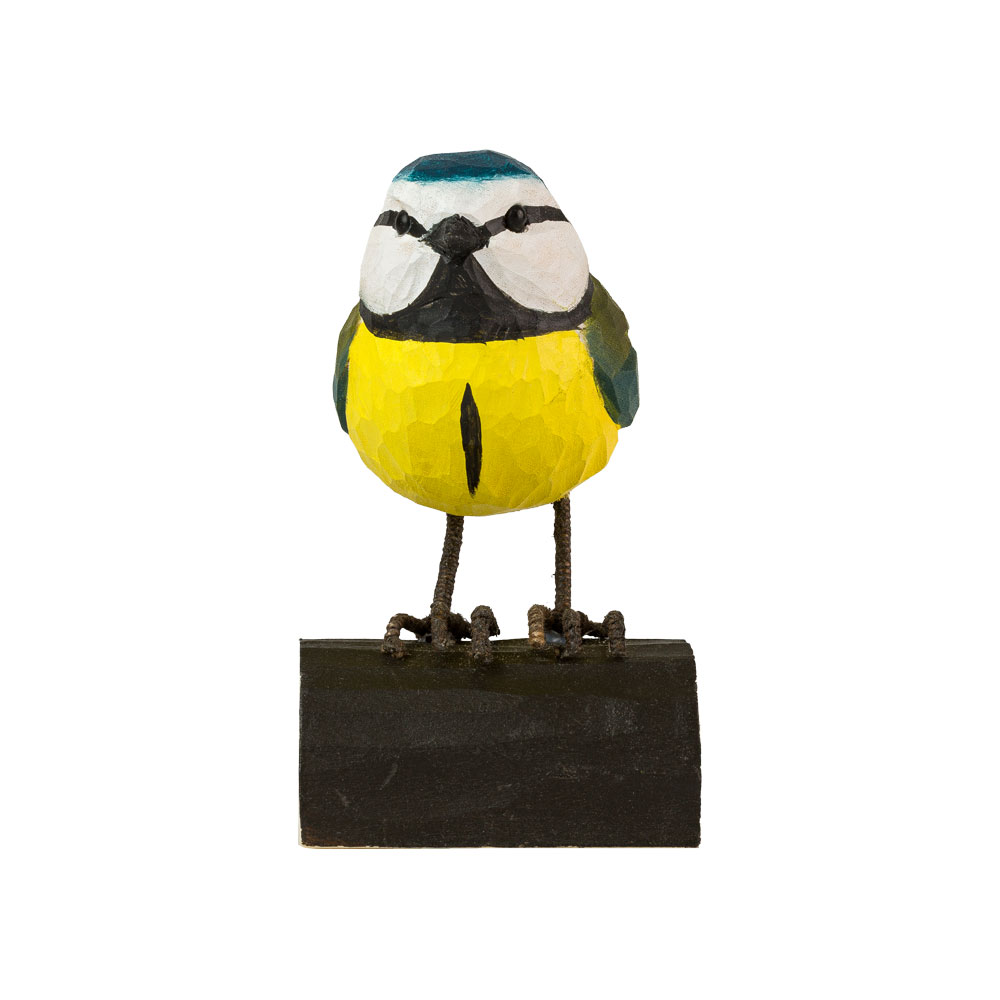 La Mésange bleue et individuellement sculpté et peints à la main
